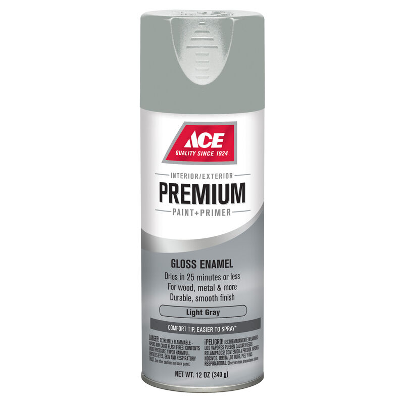 Ace Premium Gloss Light Gray Enamel Spray Paint 12 oz. Stine Home