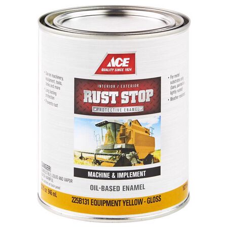 Ace Rust Stop Indoor / Outdoor Gloss Equipment Yellow Oil-Based Enamel Rust Preventative Paint 1 qt