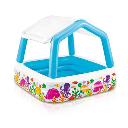Inflatable Ocean Scene Sun Shade Kids Swimming Pool with Canopy