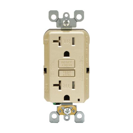 Leviton SmartlockPro 20 amps 125 V Duplex Ivory GFCI Outlet 5-20R 1 pk