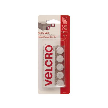 VELCRO Brand Sticky Back Small Nylon Hook and Loop Fastener 5/8 in. L 15 pk