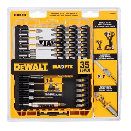 DEWALT Max Fit Assorted Screwdriving Bit Set S2 Tool Steel 35 pc