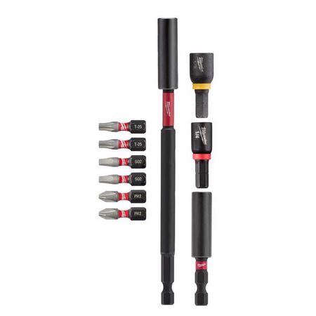 Milwaukee Shockwave Phillips/Square Recess/Torx Impact Insert Bit and Bit Holder Set Steel 10 pc