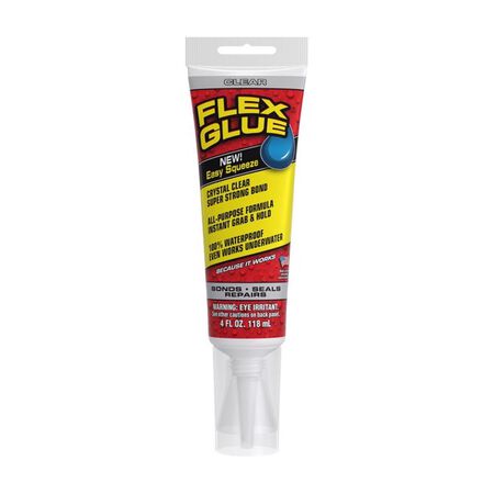 Flex Seal Family of Products Flex Glue Clear Rubberized Waterproof Adhesive 4 oz