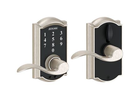 Schlage Satin Nickel Electric Touch Screen Entry Lock 1-3/4 in. Camelot 2 Grade