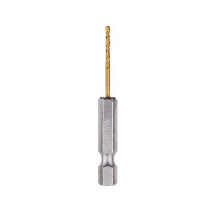 Milwaukee Shockwave 1/16 in. X 2-1/4 in. L Titanium Red Helix Drill Bit Hex Shank 2 pc