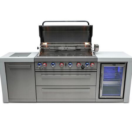 Mont Alpi 6-Burner Deluxe Island with fridge cabinet MAI805-DFC