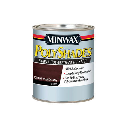 Minwax PolyShades Semi-Transparent Gloss Bombay Mahogany Stain/Polyurethane Finish 1 qt