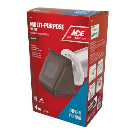 Ace 4 in. W X 6 in. L Brown Plastic Dryer Vent Hood
