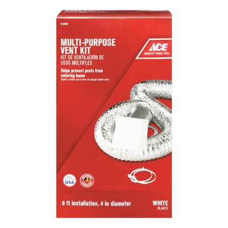 Ace 96 in. L X 4 in. D Silver/White Aluminum Dryer Vent Kit