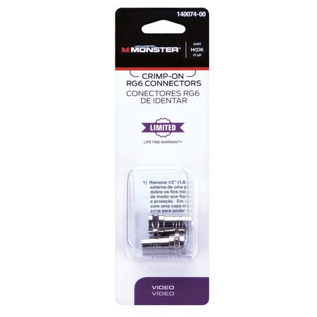 Monster Just Hook It Up Crimp-On RG6 Coaxial Connector 2 pc