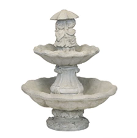 Athens Stonecasting Medium 2 Tier Kids with Umbrella Fountain