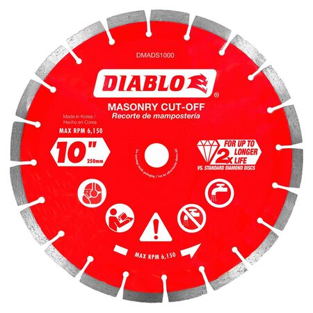 Diablo 10 in. D X 7/8 in. Diamond Segmented Masonry Cut-Off Disc 1 pk