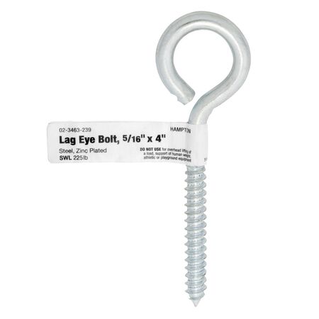 Hampton 2-5/8 in. X 4 in. L Zinc-Plated Steel Lag Thread Eyebolt