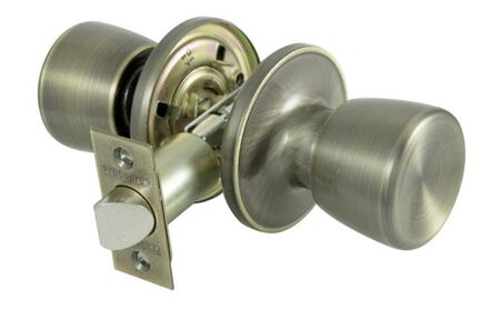 ProSource TS830V-PS Passage Knob, Metal, Antique Brass, 2-3/8 to 2-3/4 in Backset, 1-3/8 to 1-3/4 in Thick Door