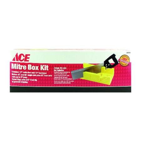 Ace 12 in. L X 4 in. W Plastic Mitre Box with Back Saw Yellow 1 pc