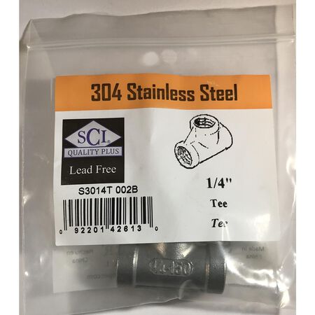 Smith-Cooper 1/4 in. FPT X 1/4 in. D FPT 1/4 in. D FPT Stainless Steel Tee