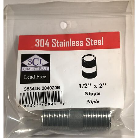 Smith-Cooper 1/2 in. MPT Stainless Steel 2 in. L Nipple