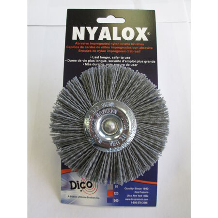 Dico NYALOX 4 in. Coarse Crimped Mandrel Mounted Wheel Brush Nylon 2500 rpm 1 pc