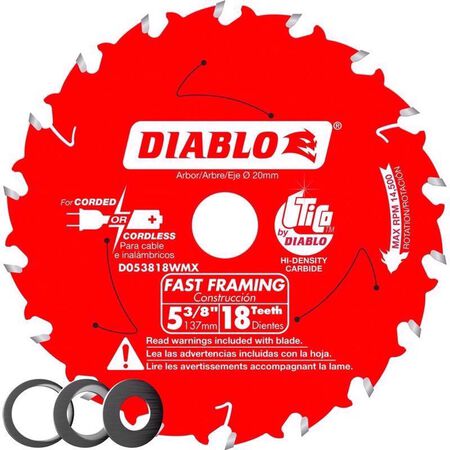 Diablo 5-3/8 in. D X 20 mm Fast Framing TiCo Hi-Density Carbide Trim Saw Blade 18 teeth 1 pk