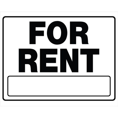 HILLMAN English White For Rent Sign 20 in. H X 24 in. W
