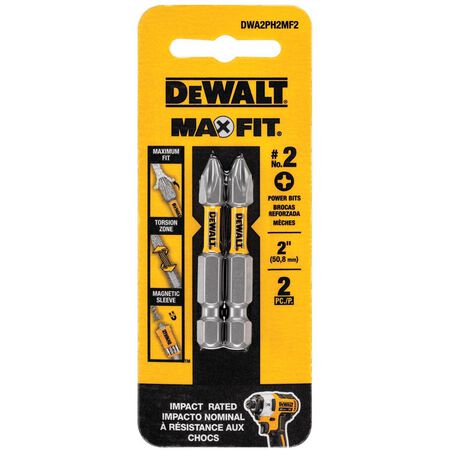 DeWalt Max Fit Phillips #2 X 2 in. L Screwdriver Bit Set Steel 2 pk