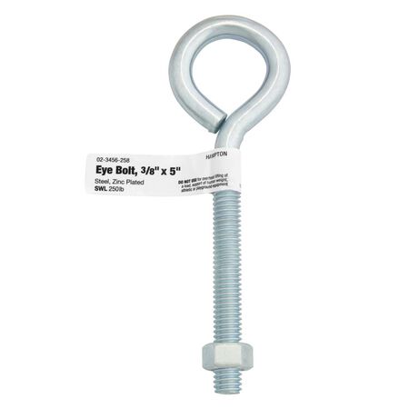 Hampton 3/8 in. X 5 in. L Zinc-Plated Steel Eyebolt Nut Included