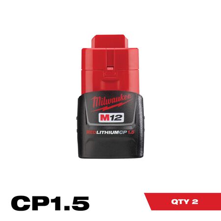 Milwaukee M12 REDLITHIUM CP 12 V 1.5 Ah Lithium-Ion Compact Battery Combo Pack 2 pc