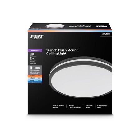 Feit 2.6 in. H X 14 in. W X 14 in. L Matte Black Black Ceiling Fixture
