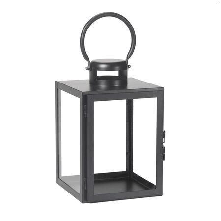 Smart Living 11 in. One Mantle Glass/Metal Huntington Black Lantern