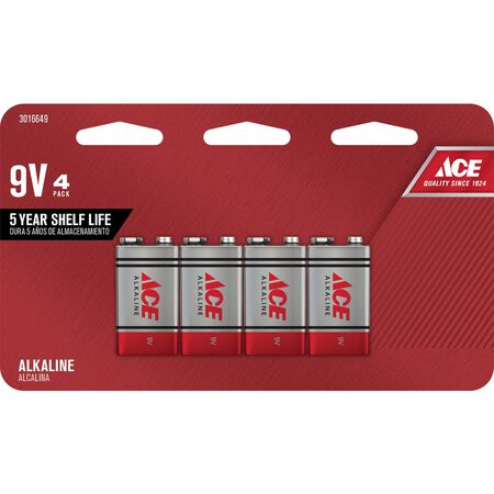 Ace 9-Volt Alkaline Batteries 4 pk Carded