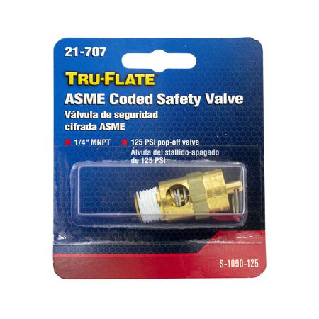 Tru-Flate Brass Safety Valve 1/4 in. Male 1 pc