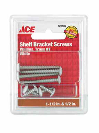 Ace Steel White Ornamental Shelf Bracket Screws Assorted in. L