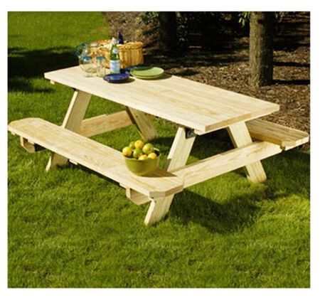 UFP 106116 Picnic Table, 27-1/2 in W, 6 ft H, Pine Table, Southern Yellow Table