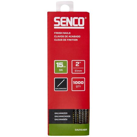 Senco Finish Nail Strip, 2 in. L, 15 ga., Galvanized/Sencote, Brad Head