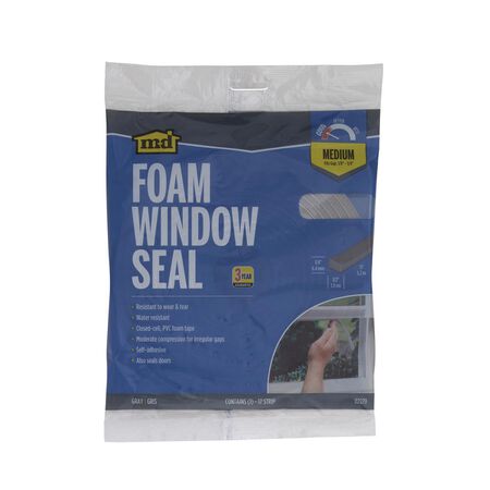 M-D Gray Foam Weather Stripping Tape For Doors and Windows 17 ft. L X 1/4 in.