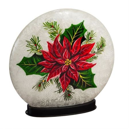 Evergreen Poinsettia LED Disc