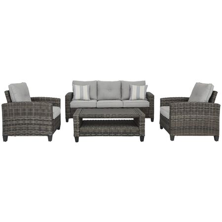 Signature Design by Ashley Cloverbrooke 4 pc Gray Aluminum Casual Conversation Set Gray