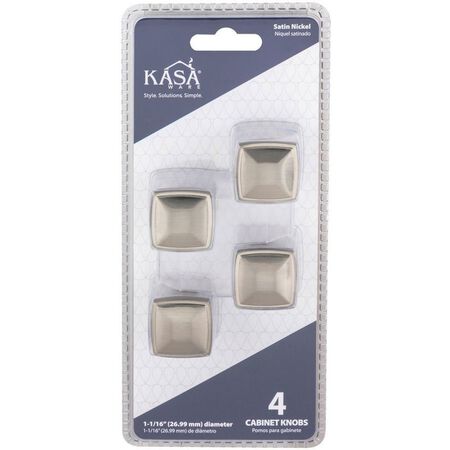KasaWare 1 1/16 in. Diameter Cabinet Knob in Satin Nickel (4pc Pack)