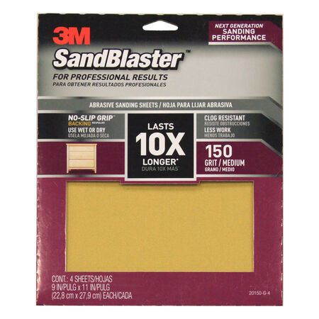 3M Sandblaster 11 in. L X 9 in. W 150 Grit Ceramic Sandpaper 4 pk