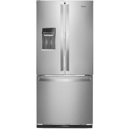 Whirlpool 30 in. French Door Refrigerator with 19.7 Cu. Ft. Capacity, Internal Ice Maker, Water Dispenser, Spill-Proof Glass Shelves, FreshFlow? Produce Preserver, EveryDropFiltration, Pantry Drawer, Adaptive Defrost, FreshFlow? Air Filter and Fast Cool: Stainless Steel