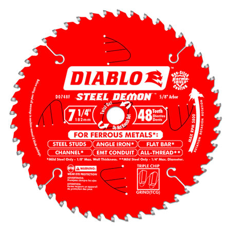 Diablo Steel Demon 7-1/4 in. D X 5/8 in. Cermet Carbide Circular Saw Blade 48 teeth 1 pc