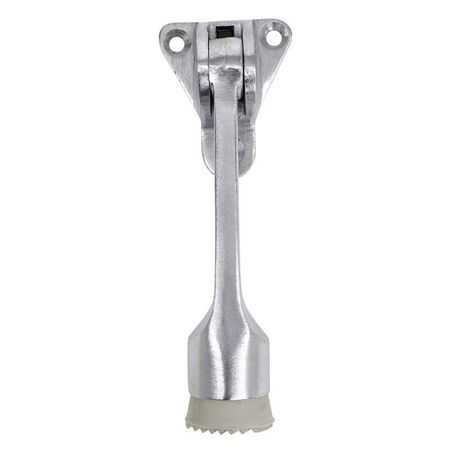 Tell 1 in. W Solid Brass Satin Chrome Silver Kick-Down Door Holder Mounts to door