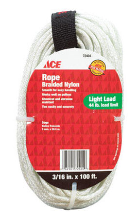 Ace 3/16 in. Dia. x 100 ft. L Solid Braided Nylon Rope White