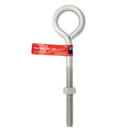 Hampton 3/8 in. X 6 in. L Stainless Stainless Steel Eyebolt Nut Included