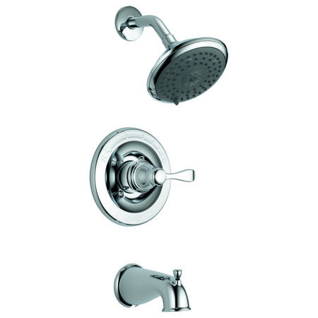 Delta Tub and Shower Faucet 1 Handle Porter Chrome Finish Metal Material