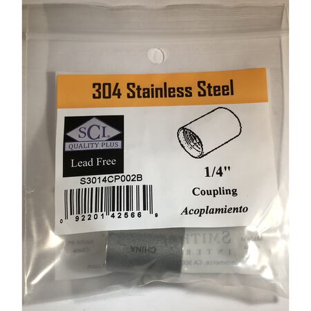 Smith-Cooper 1/4 in. FPT T X 1/4 in. D FPT Stainless Steel Coupling