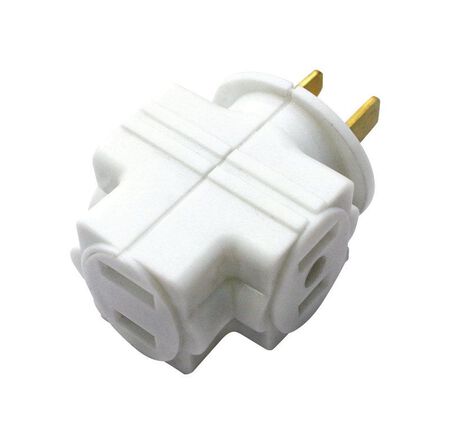 Ace Polarized Triple Outlet Adapter White 15 amps 125 volts 1 pk