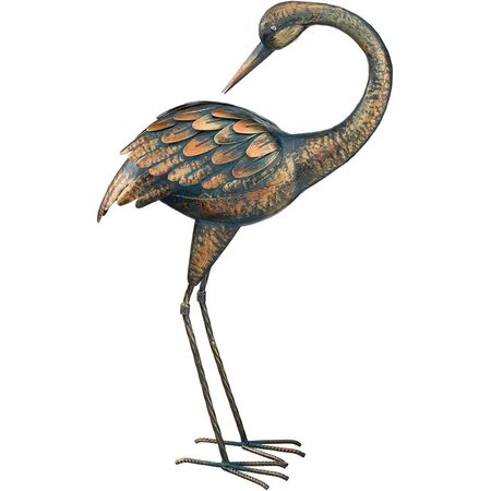 Regal Art & Gift , 21.5 in. Preening Crane Statue, Copper Patina 