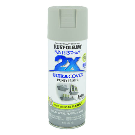 Rust-Oleum Painter's Touch 2X Ultra Cover Satin Stone Gray Paint + Primer Spray Paint 12 oz